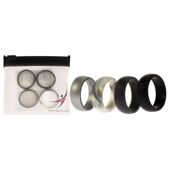 Silicone Wedding Ring Set - Marble by ROQ for Men - 4 x 11 mm Ring - Picture 1 of 2